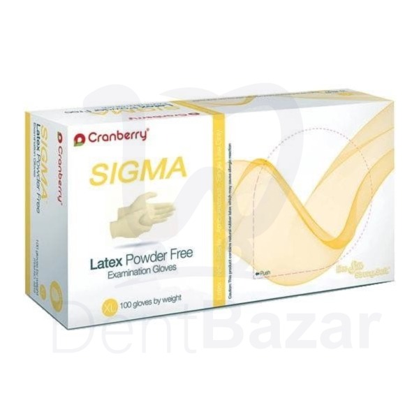 دستکش لاتکس بدون پودر کرنبری مدل SIGMA | کارتن 1000 عددی