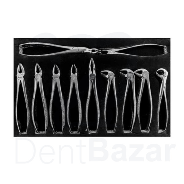 ست فورسپس بزرگسال 11 عددی دنتال دیوایس کد 0100-50 | Dental Devices Adult Forceps Set