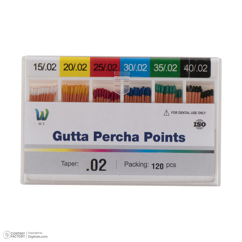 گوتا پرکا ساده(تقارب 2درصد) W3 Gutta Percha Points | W3 