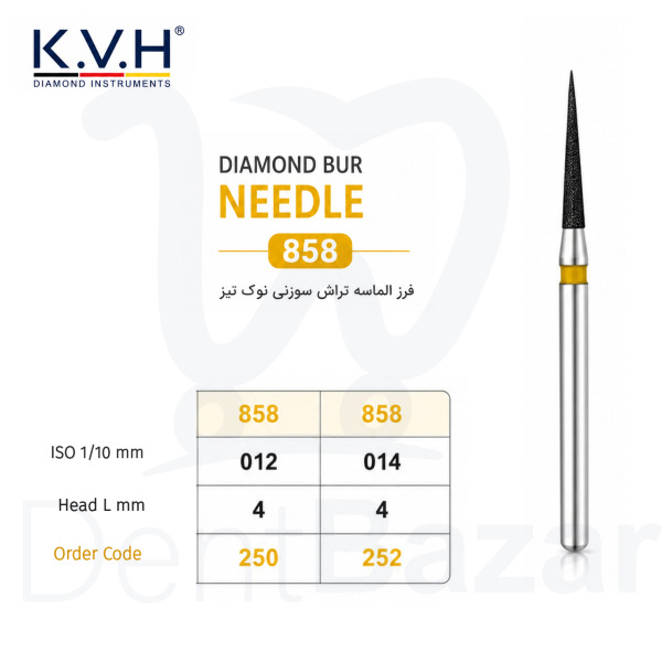 فرز الماسه پرداخت زرد سوزنی کد 858 برند KVH
