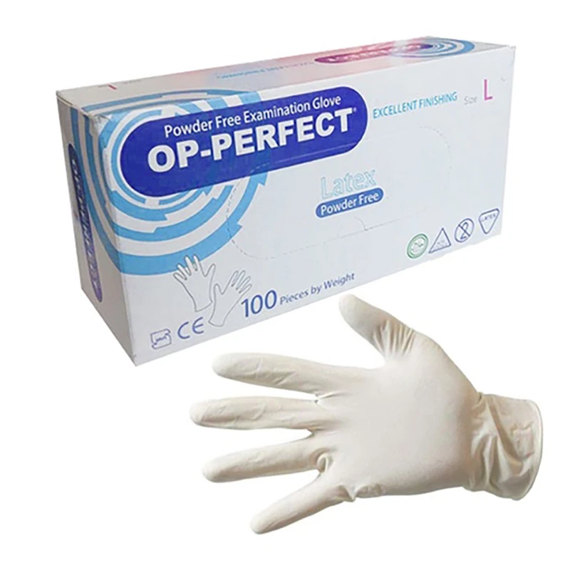 دستکش لاتکس بدون پودر ۱۰۰ عددی  اوپی پرفکت OP-PERFECT LATEX